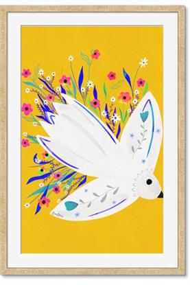 Picture of Bird in Floral Yellow Abstraction